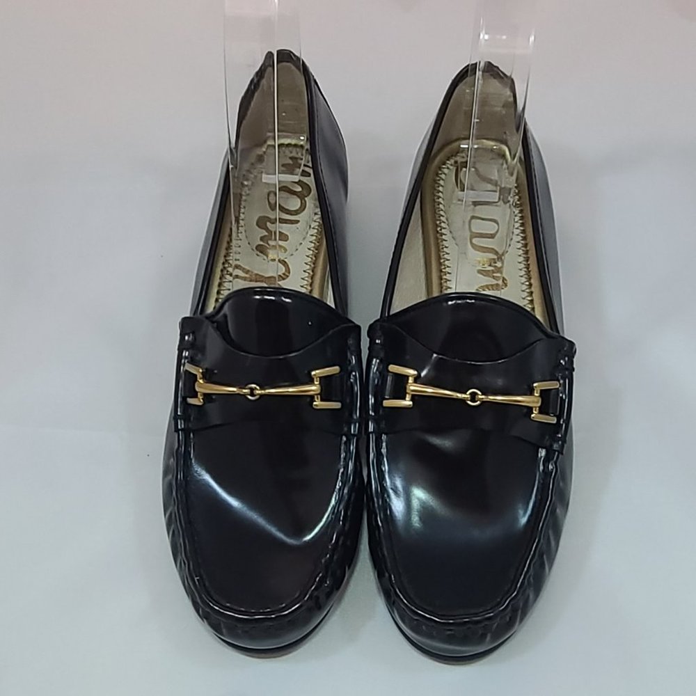 Sam Edelman Talia Loafers Driving Shoes Black Patent Bit Buckle Accent NWOB